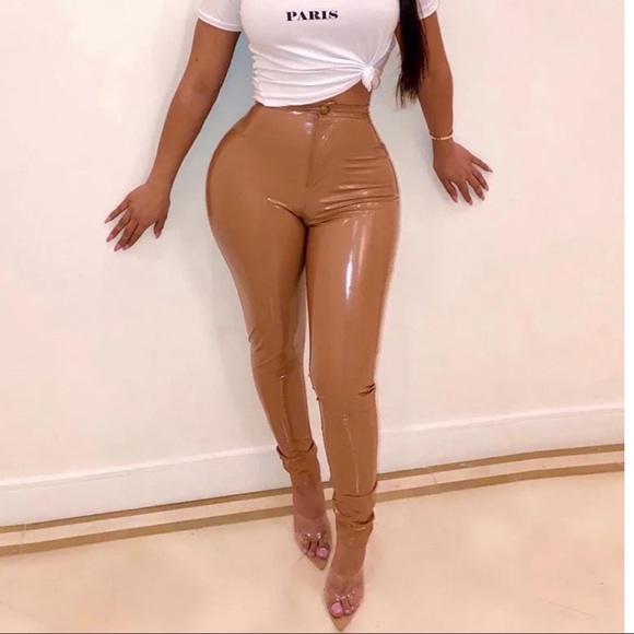 Patent Leather High Waist Skinny Pants - Picture 2 of 4